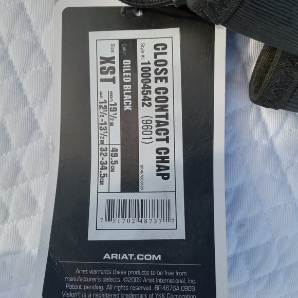 NWT Ariat close contact half chaps style 10004542 size XST - Picture 7 of 12